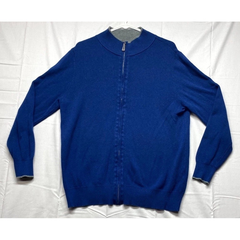 Tailorbyrd Sweater Womens Medium Royal Blue Full Zip Mock Neck Ribbed Hem Winter